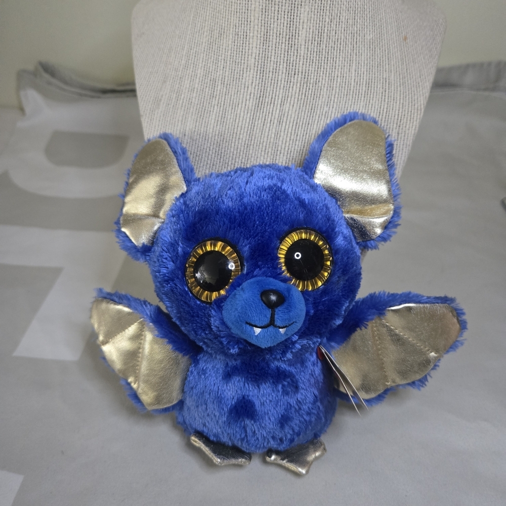 Ozzy Blue Plush Bat with Silver Accents
